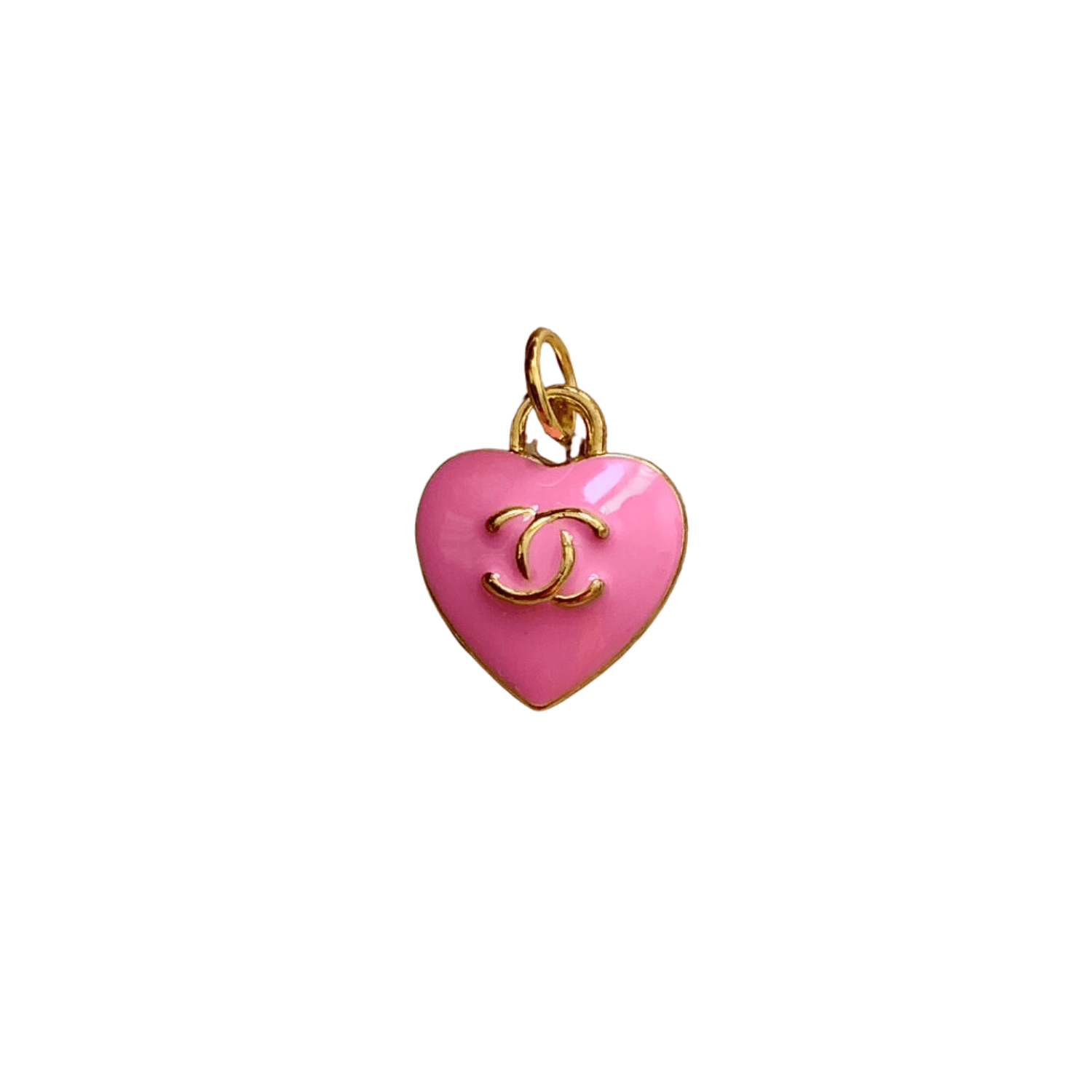 Pink Vintage CC Heart Charm
