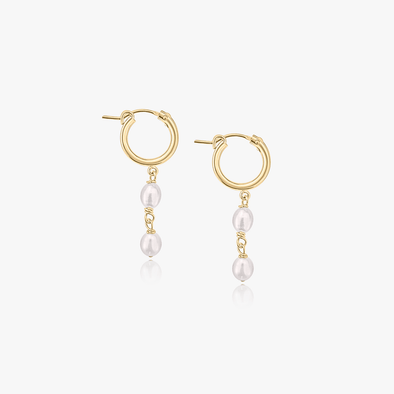 Double Pearl Hoops