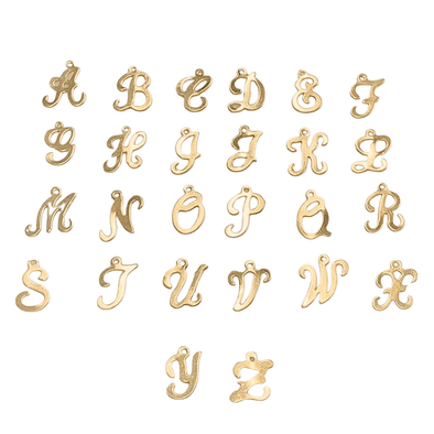 Breloque initiale cursive remplie d'or 14 carats