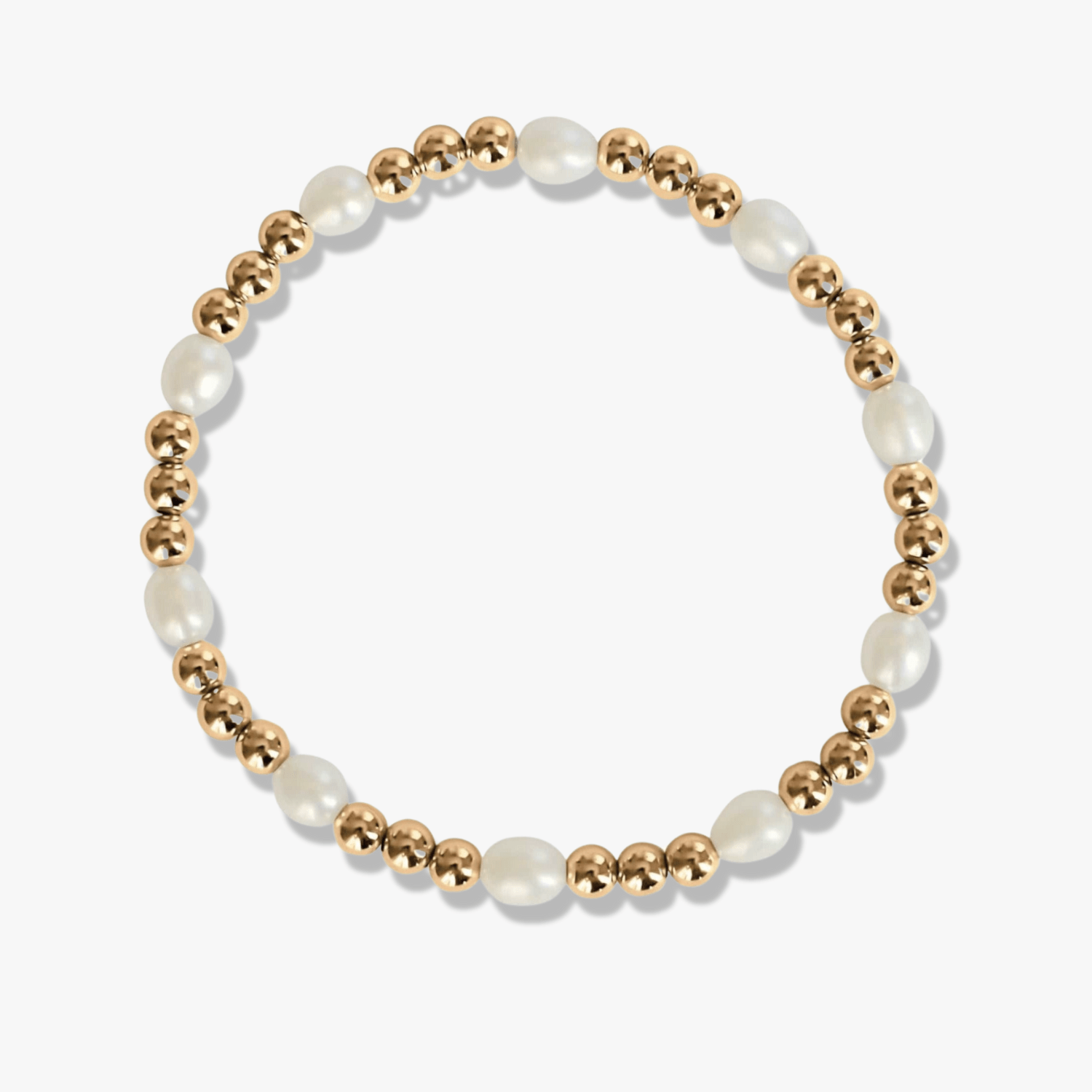 White Pearl and Gold Bead Bracelet - XO Hanalei – xohanalei