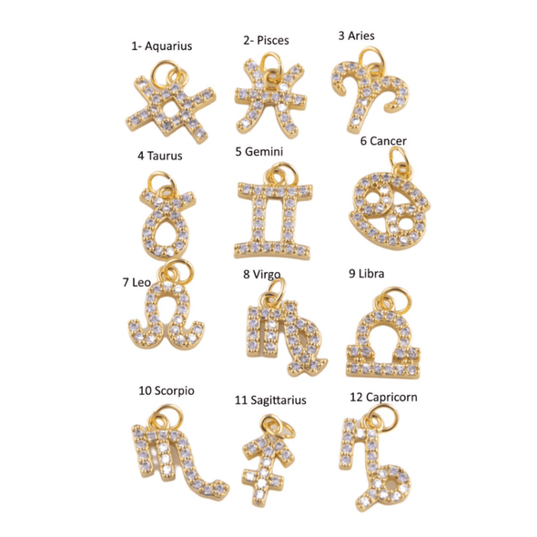 Zodiac Cz Charm.