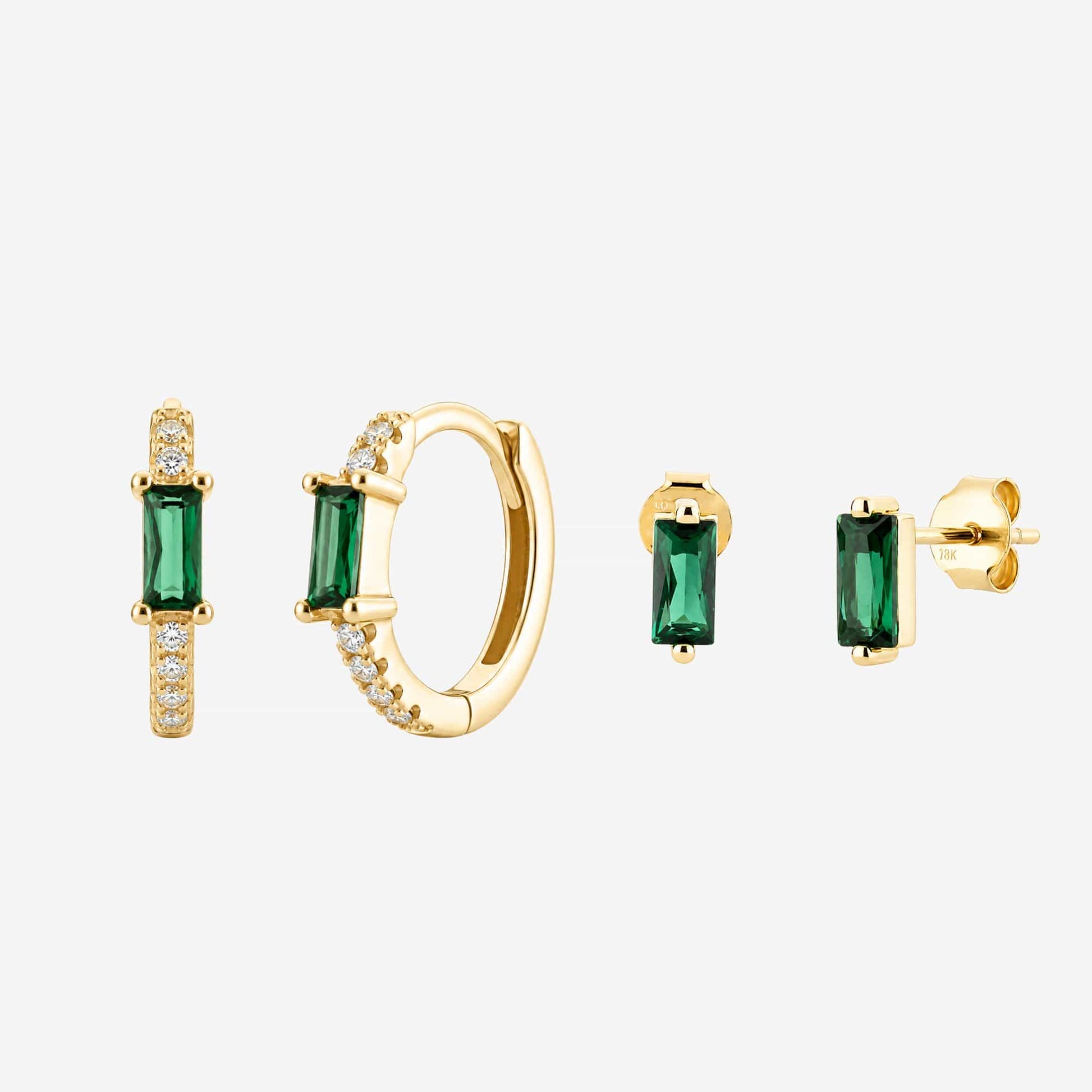 Emerald Baguette Earring Set