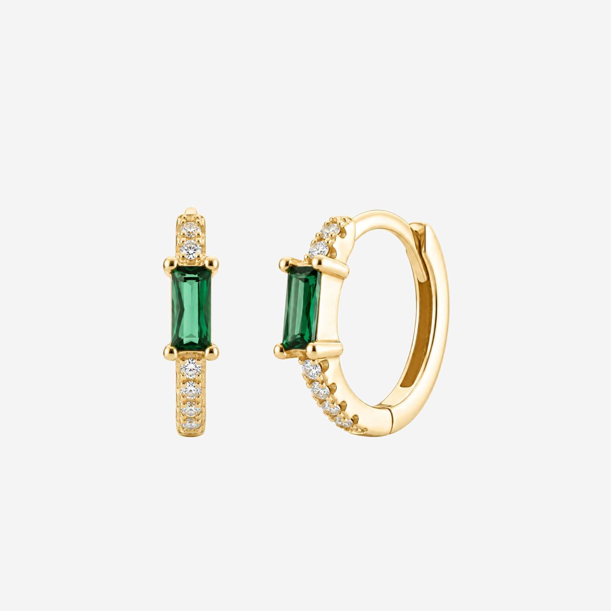 Emerald Solitaire Huggies