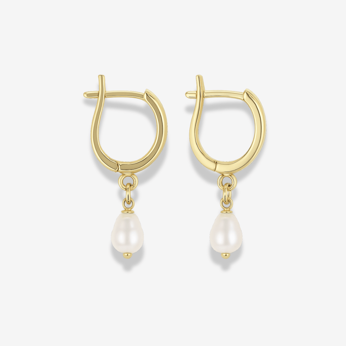14k Solid Gold Pearl Huggies - xohanalei