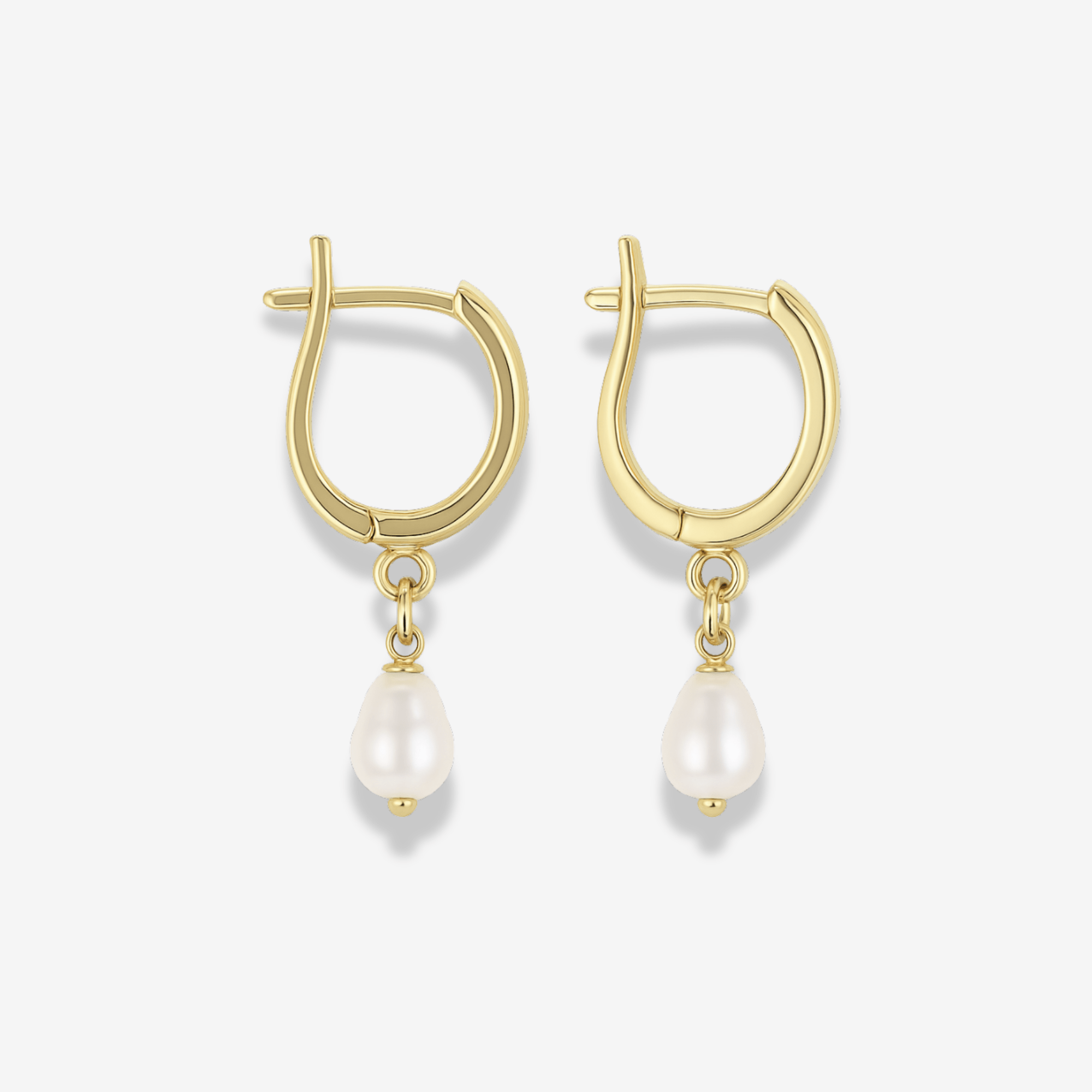 14k Solid Gold Pearl Huggies - xohanalei