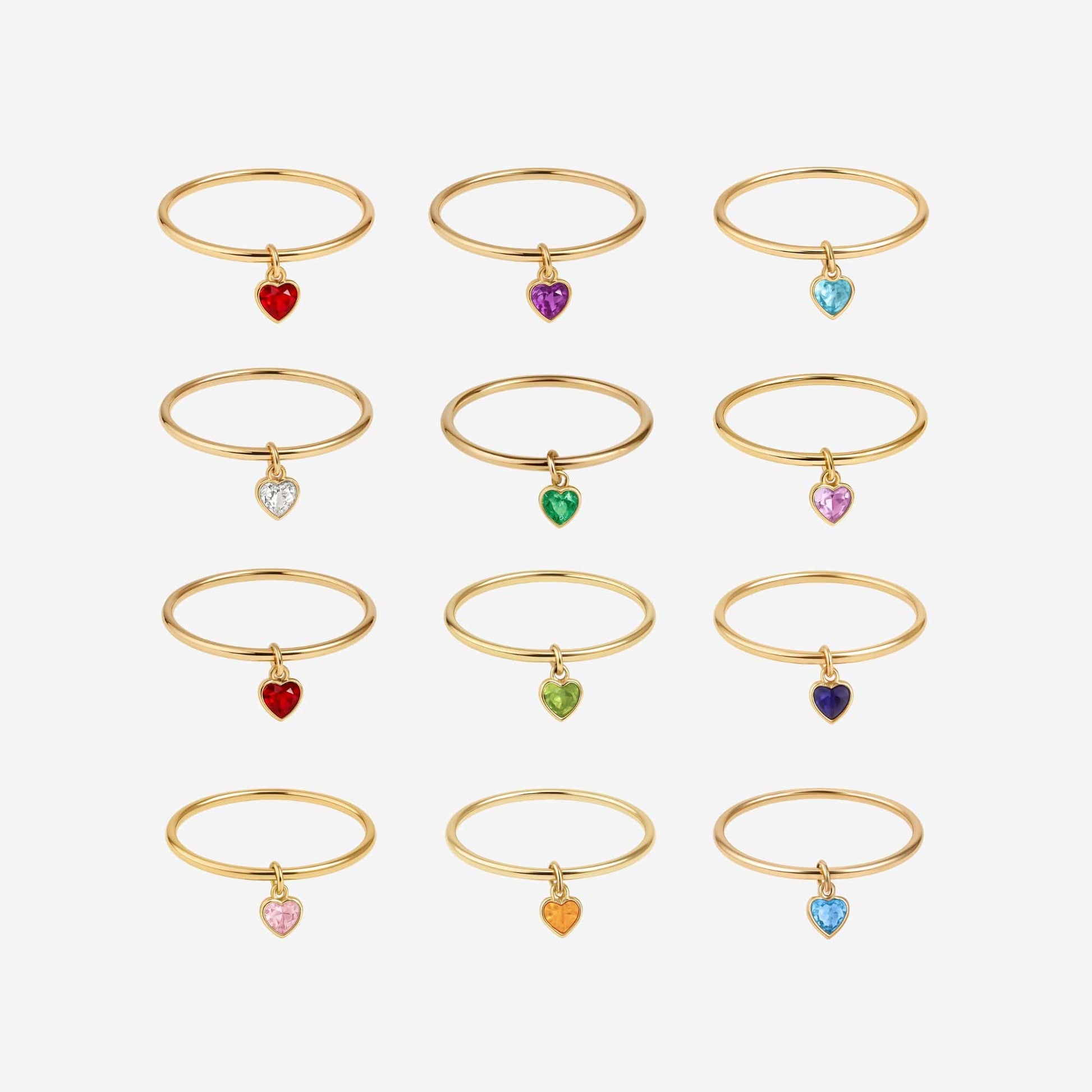Birthstone Heart Charm Ring