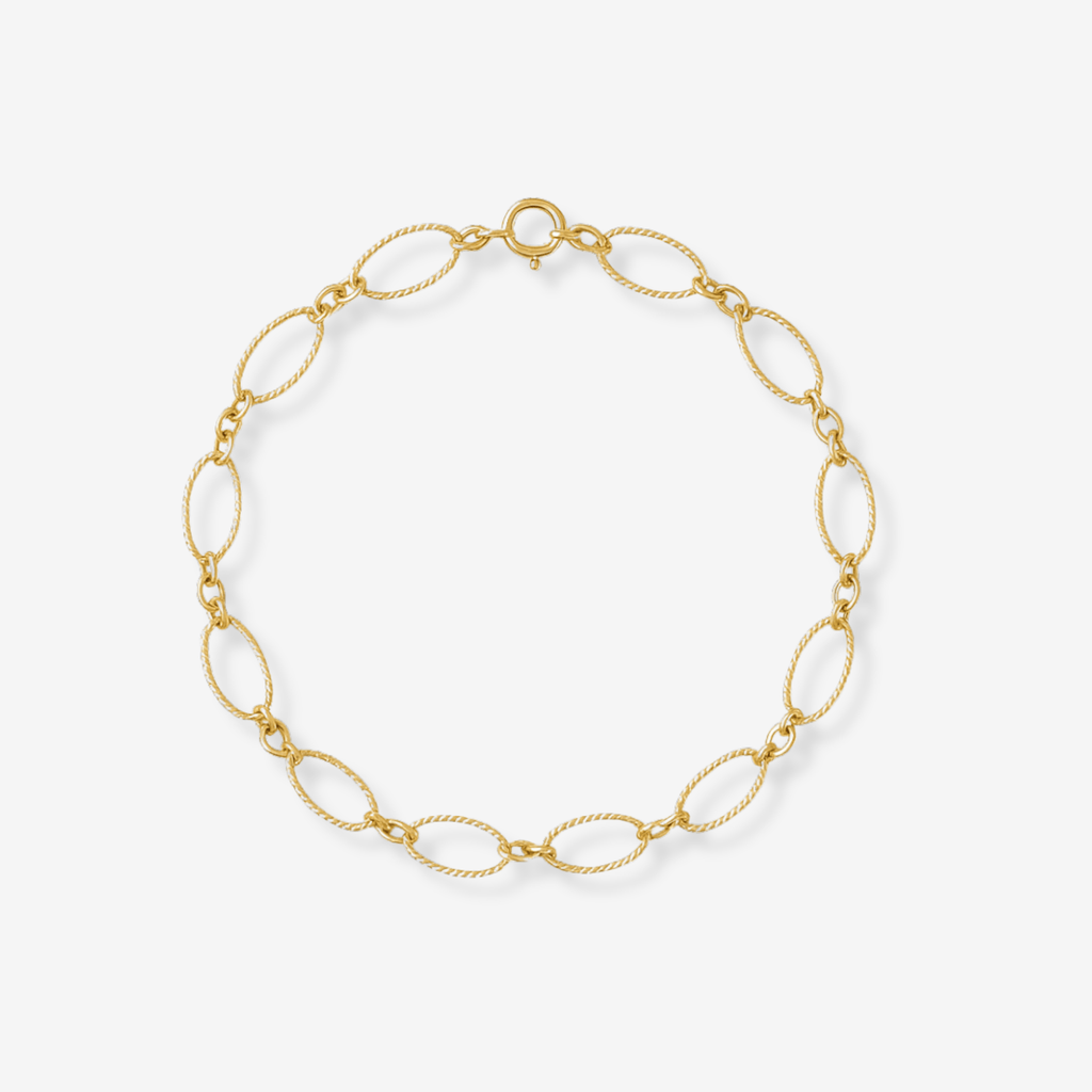 textured Figaro chain in 14k gold filled, waterproof and hypoallergenic