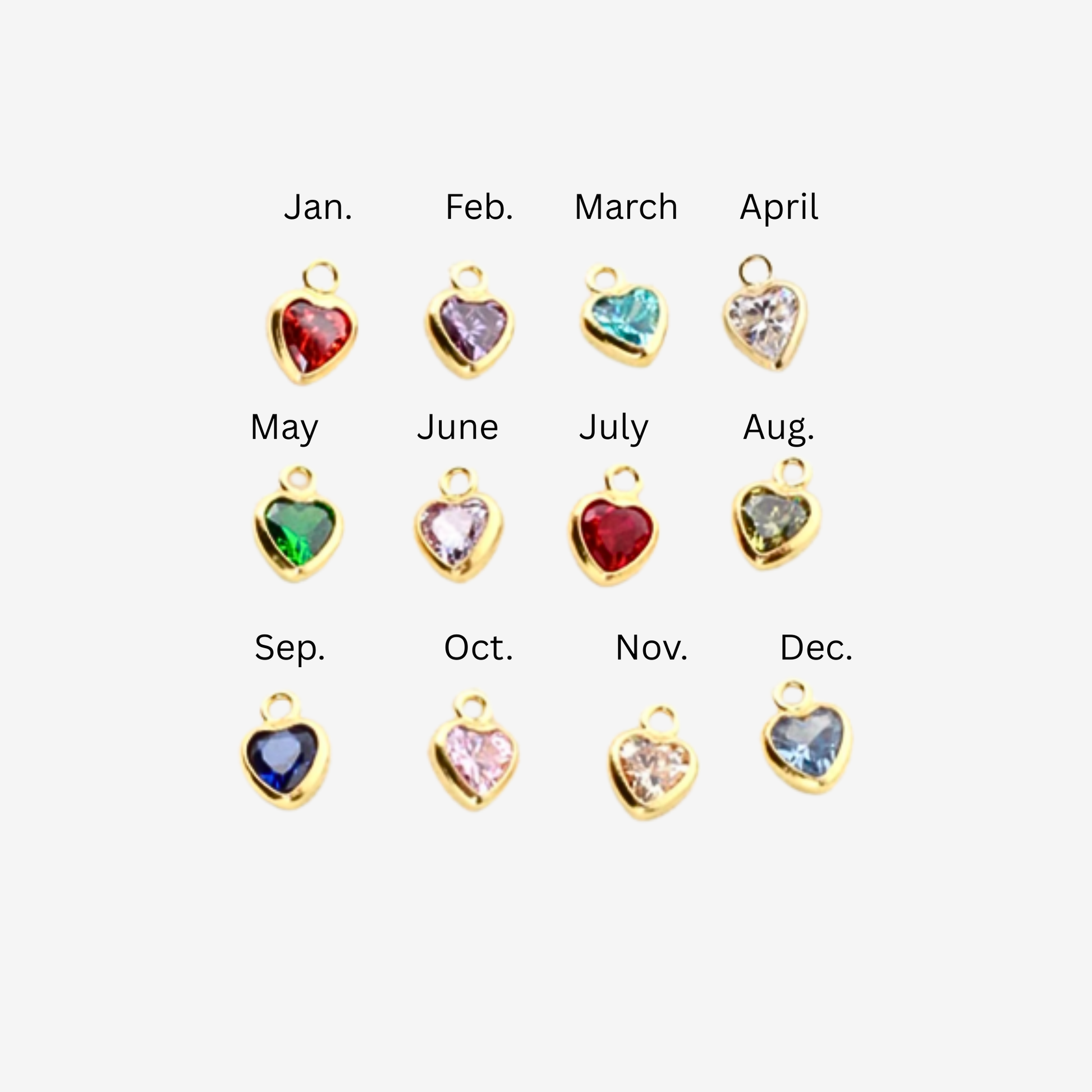 Birthstone Heart Charm Ring