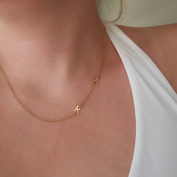 Custom Sideways Initial Necklace - xohanalei