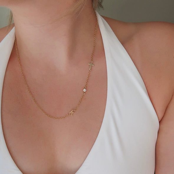 Custom Sideways Initial Necklace - xohanalei