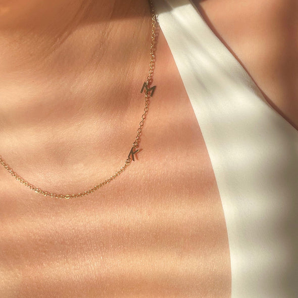 Custom Sideways Initial Necklace - xohanalei