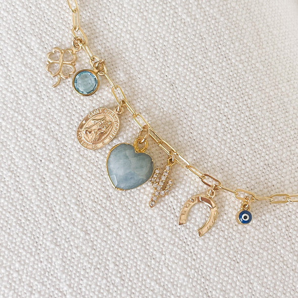 One-of-a-kind Blue Cowgirl Charms Necklace