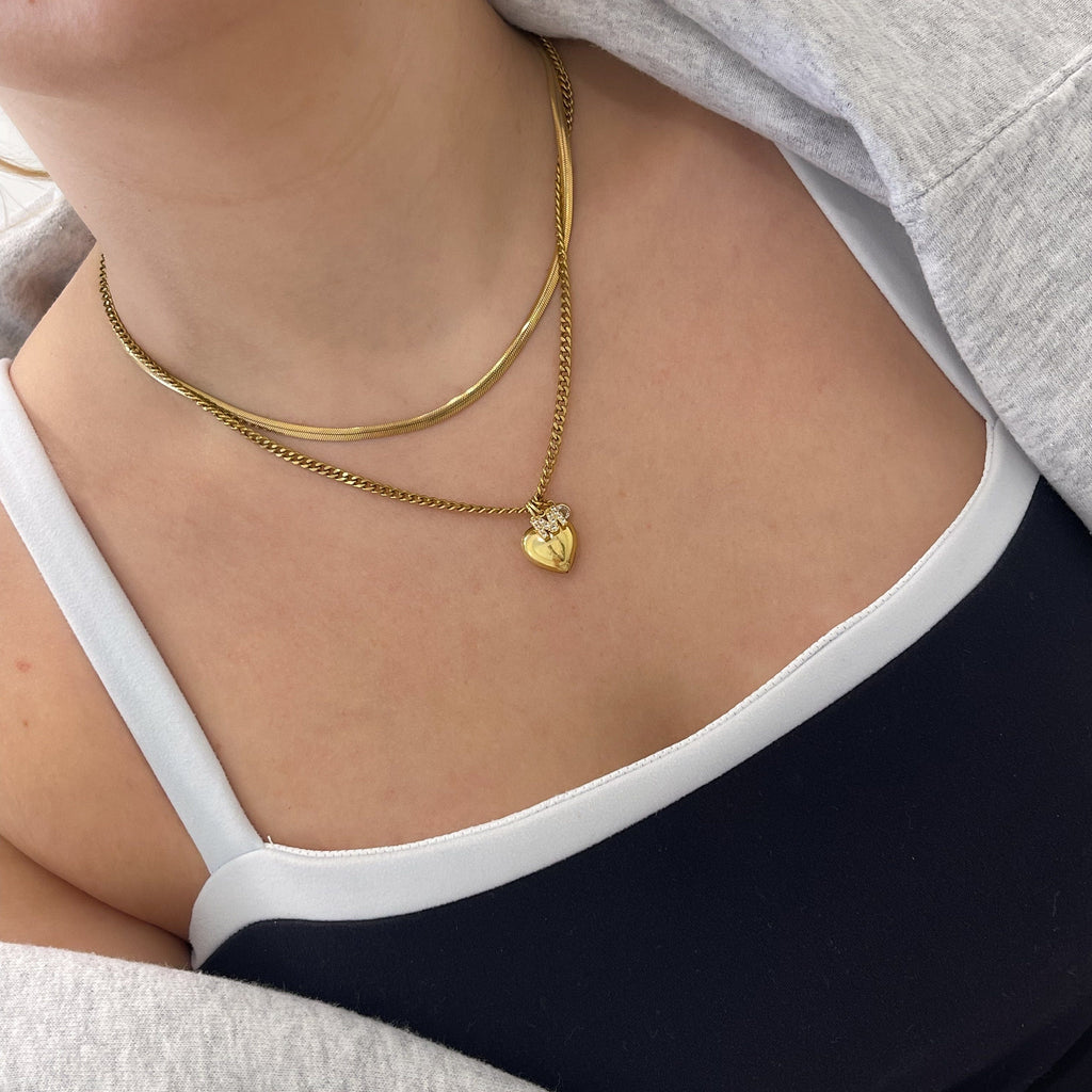 Bubble Heart Initial Necklace