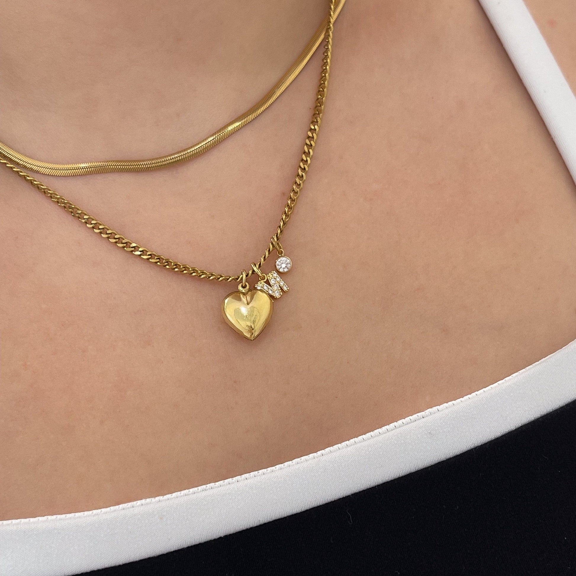 Bubble Heart Initial Necklace