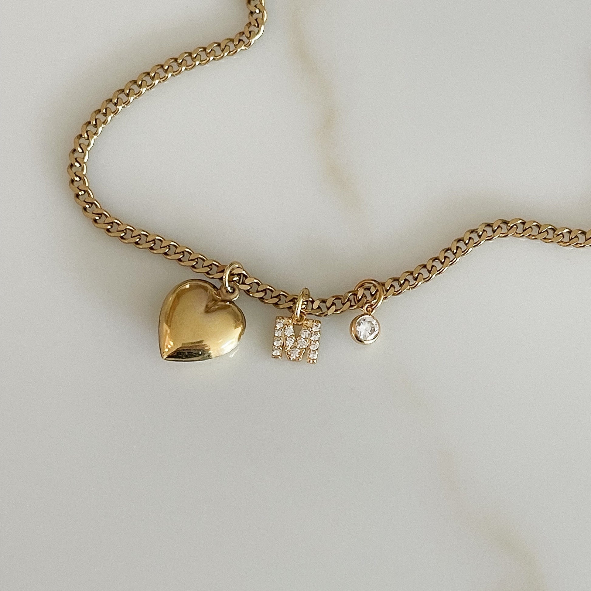 Bubble Heart Initial Necklace