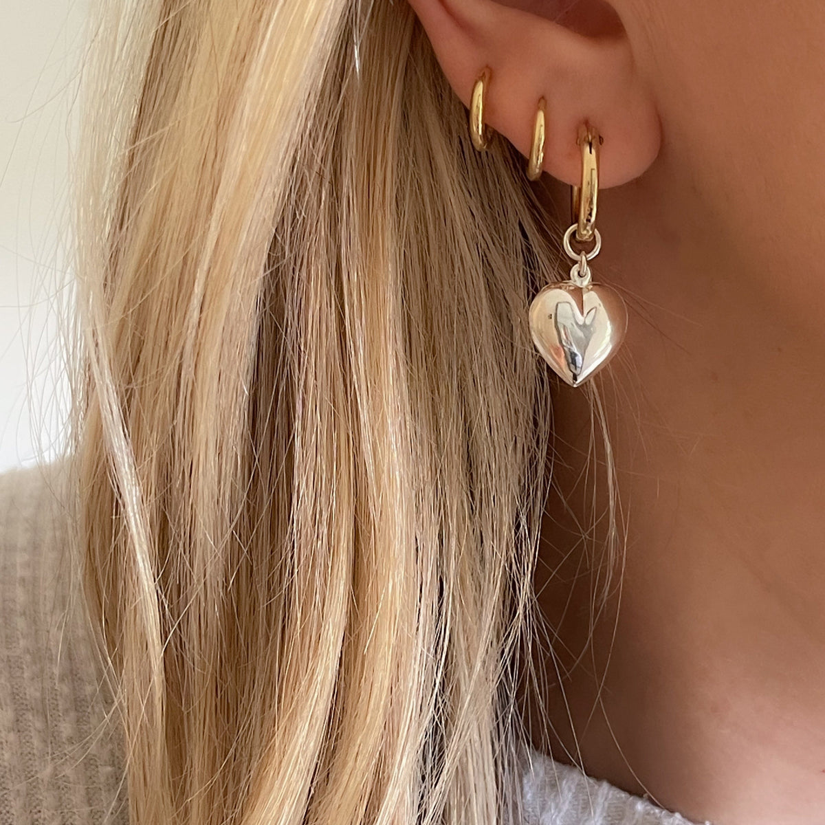 Two Tone Bubble Heart Earrings