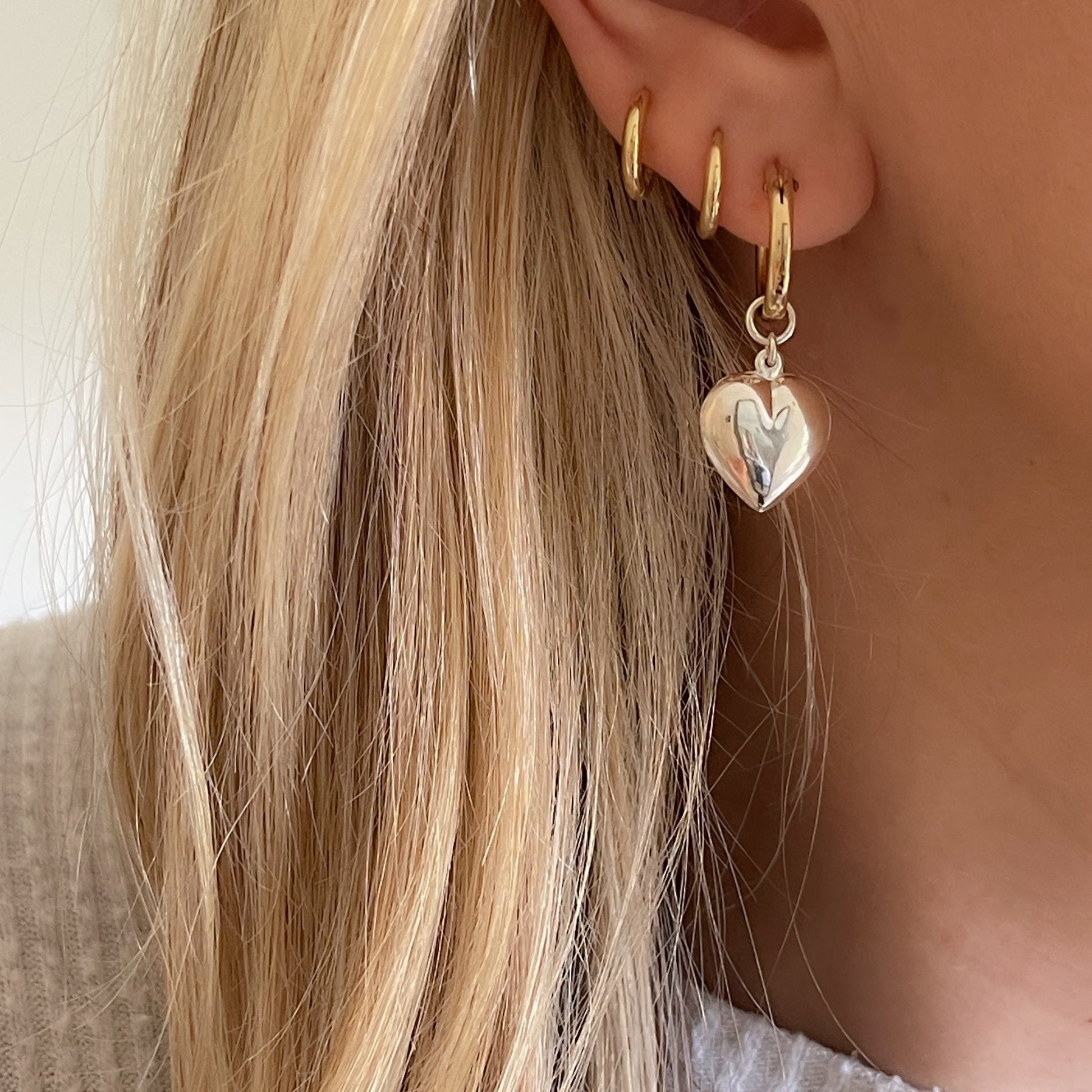 Two Tone Bubble Heart Earrings