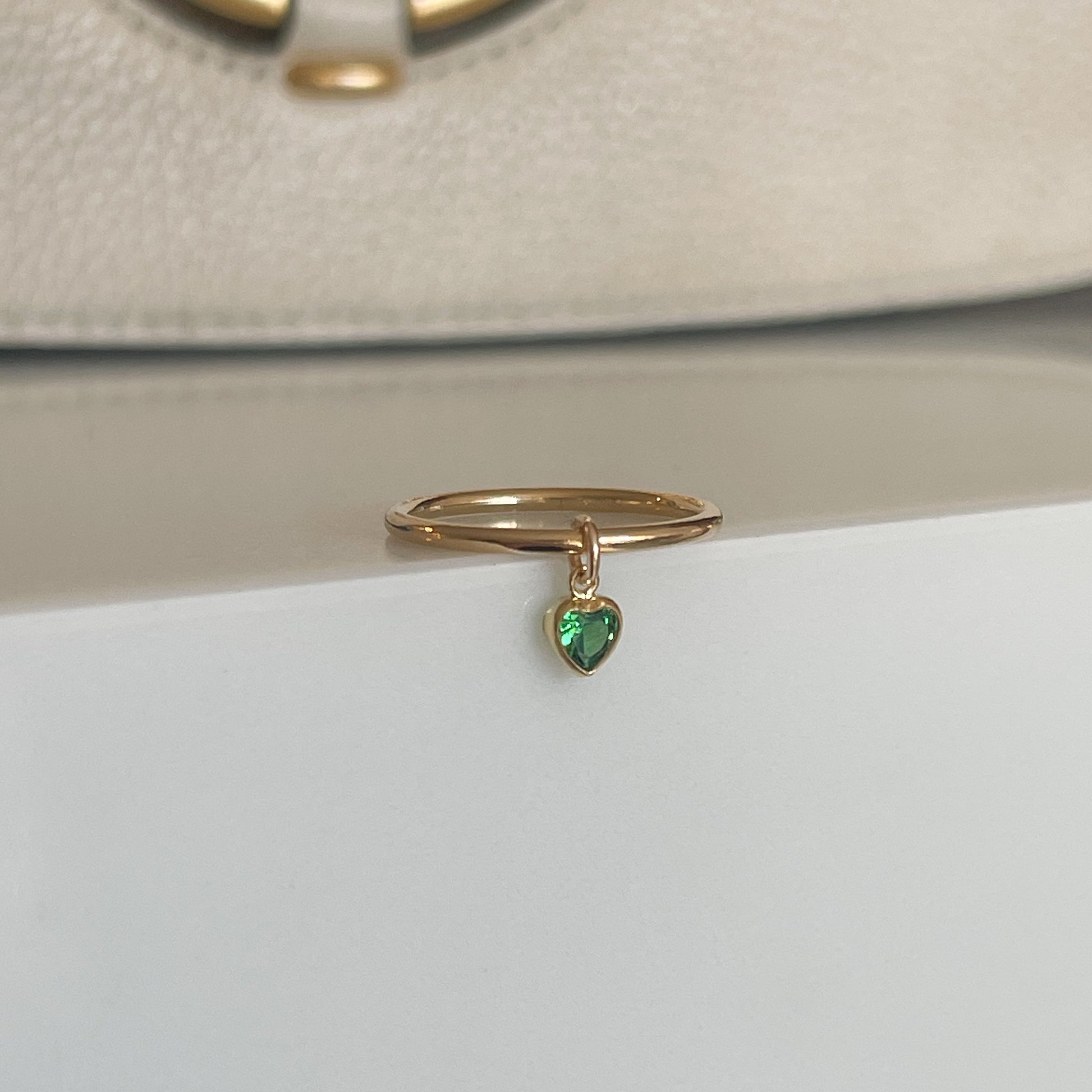 Birthstone Heart Charm Ring