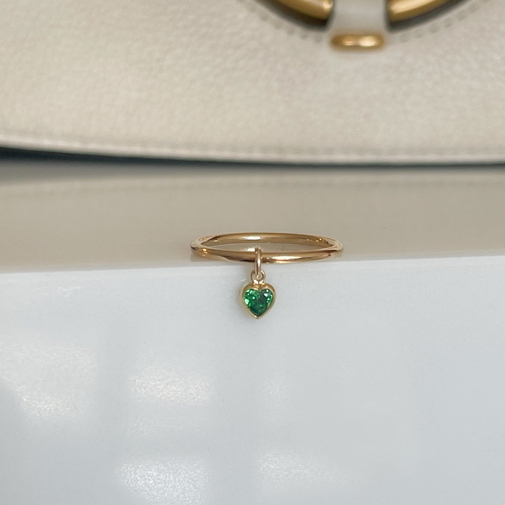 Birthstone Heart Charm Ring