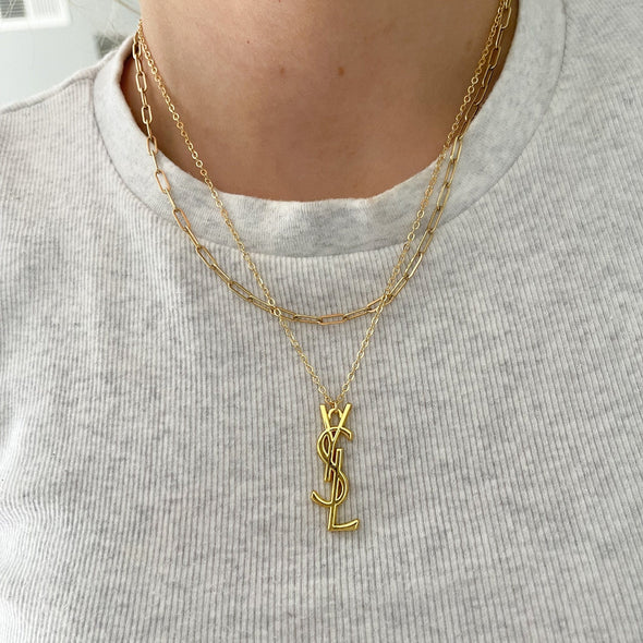 Repurposed Designer Logo Necklace