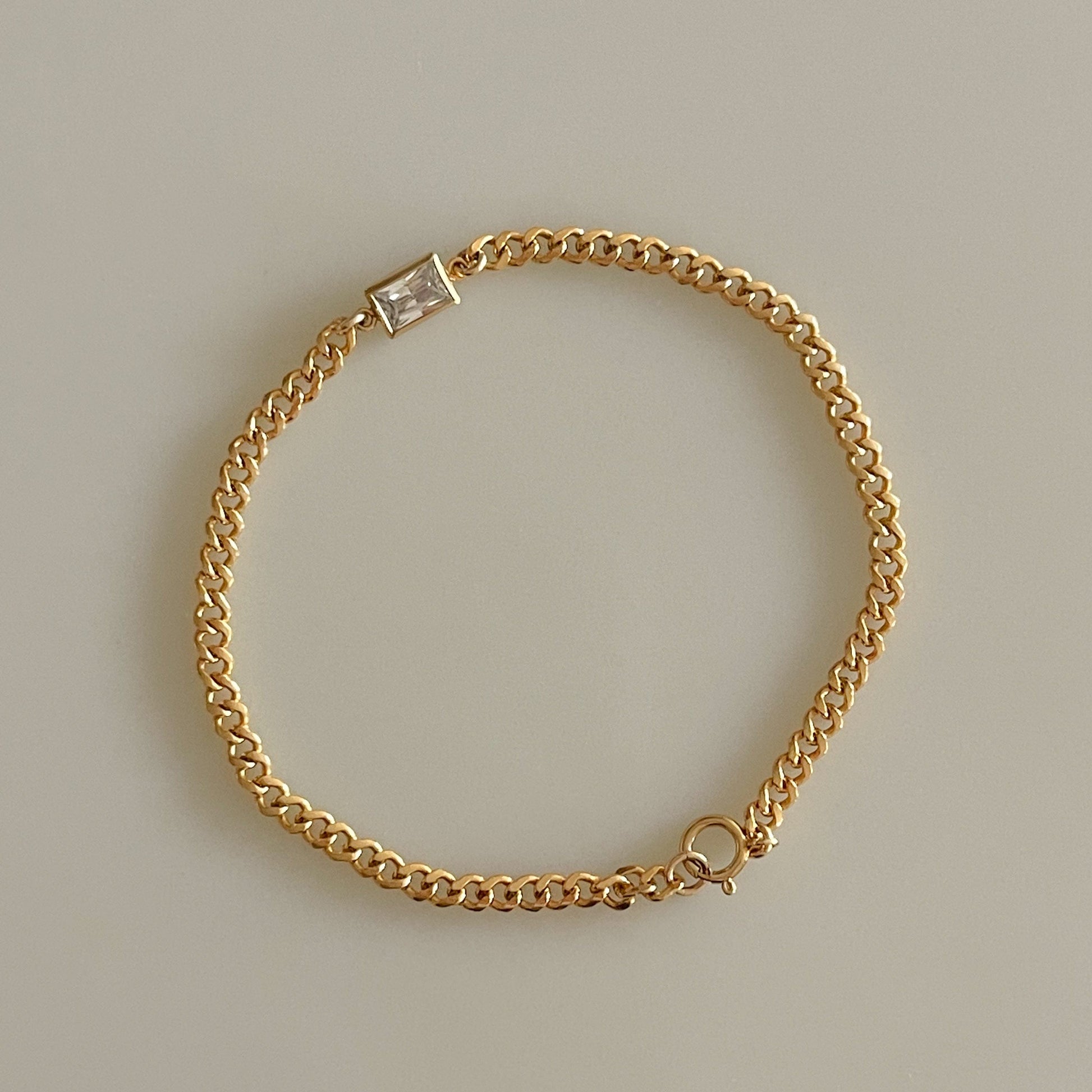 Baguette Curb Birthstone Bracelet