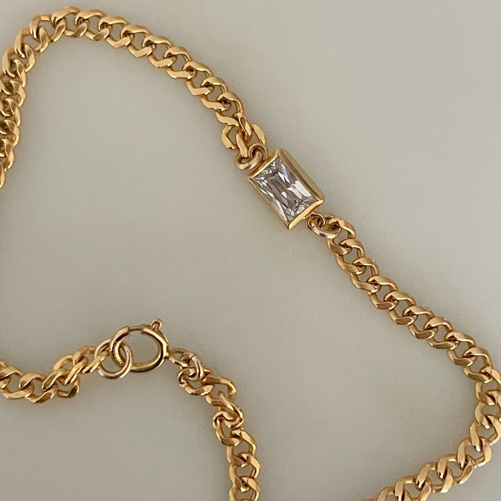 Baguette Curb Birthstone Bracelet