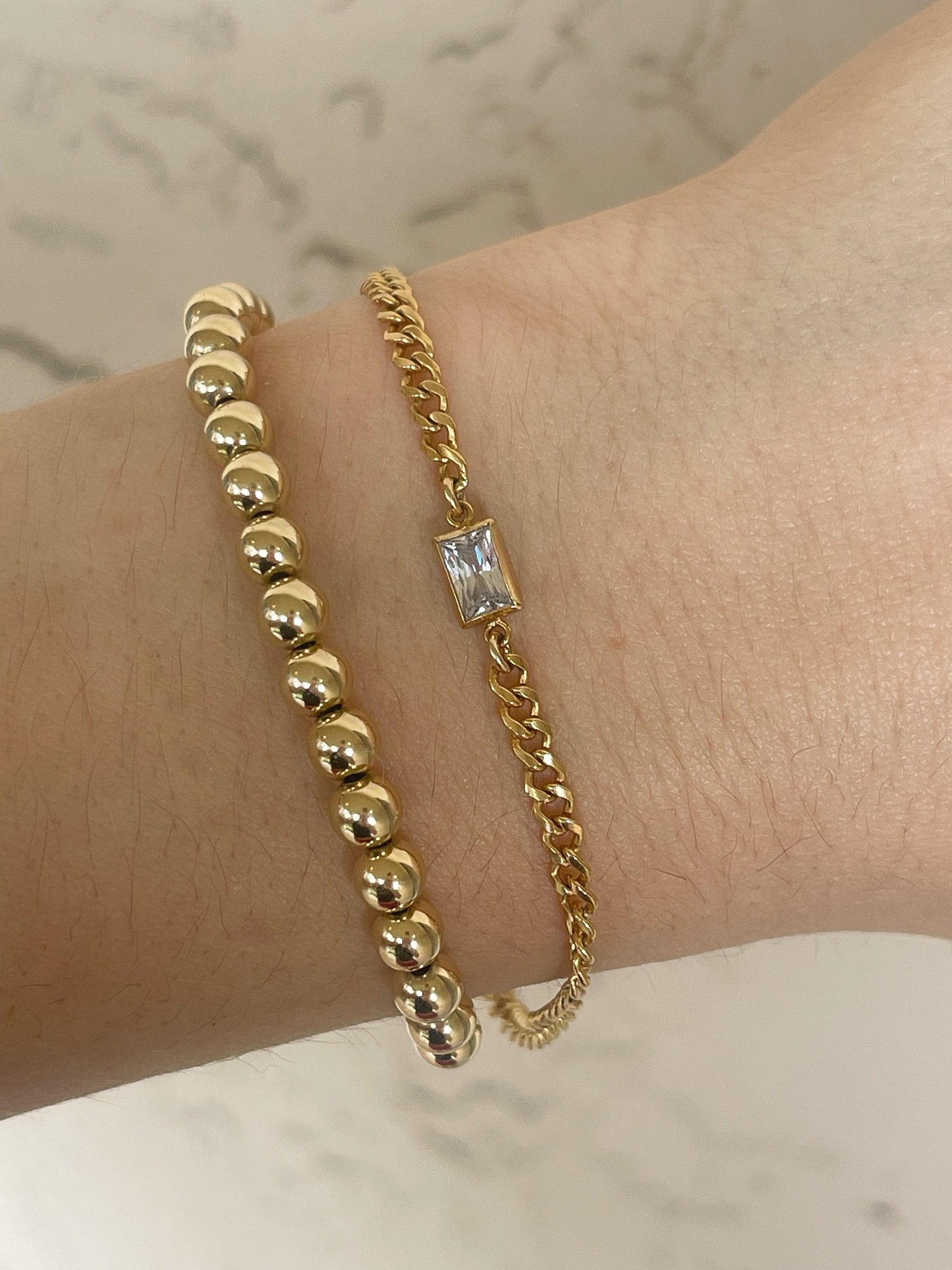 Baguette Curb Birthstone Bracelet