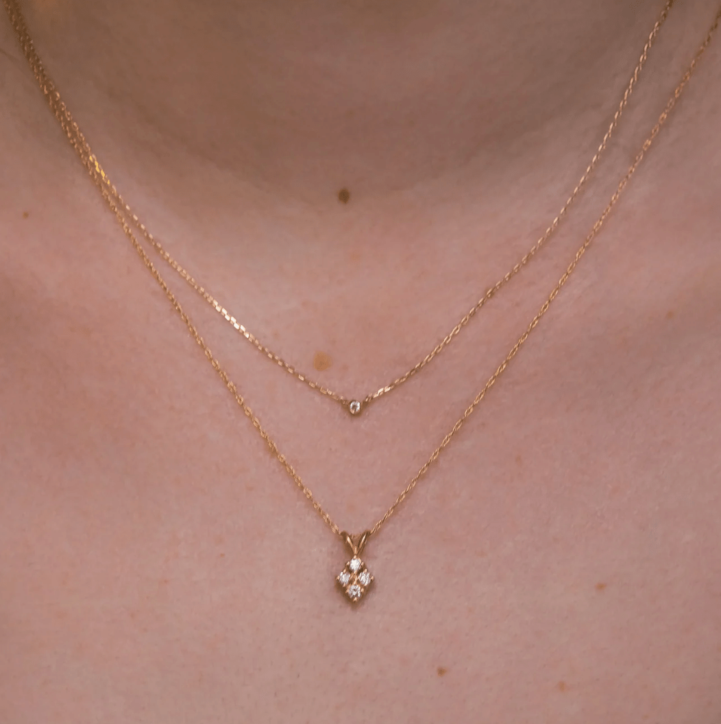 14kt Diamond Shield Necklace - xohanalei