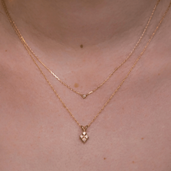 Collana con diamanti da 14 kt, 3 mm