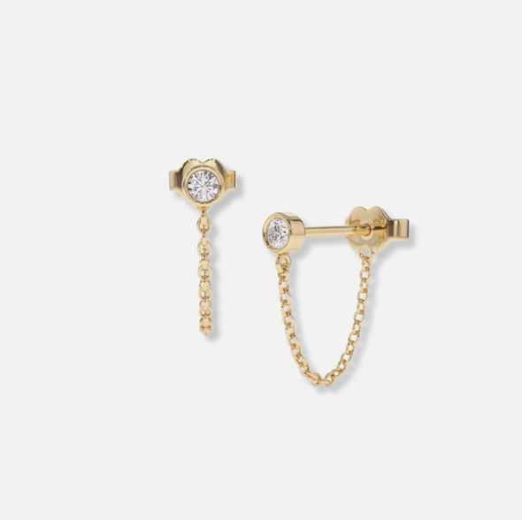 Gold Filled Cz Chain Huggies