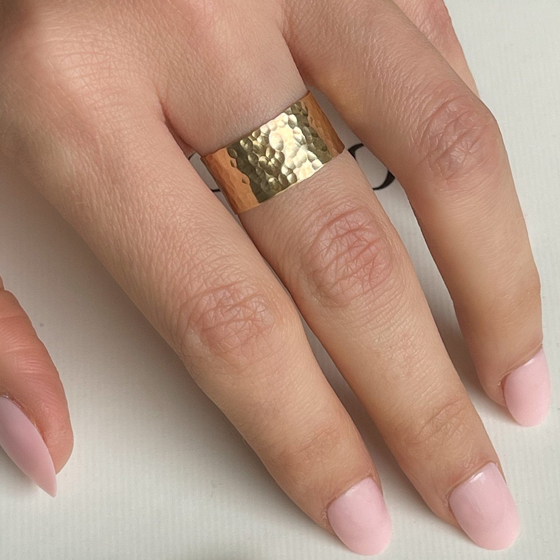 adjustable gold cuff ring worn on finger minimalist statement ring