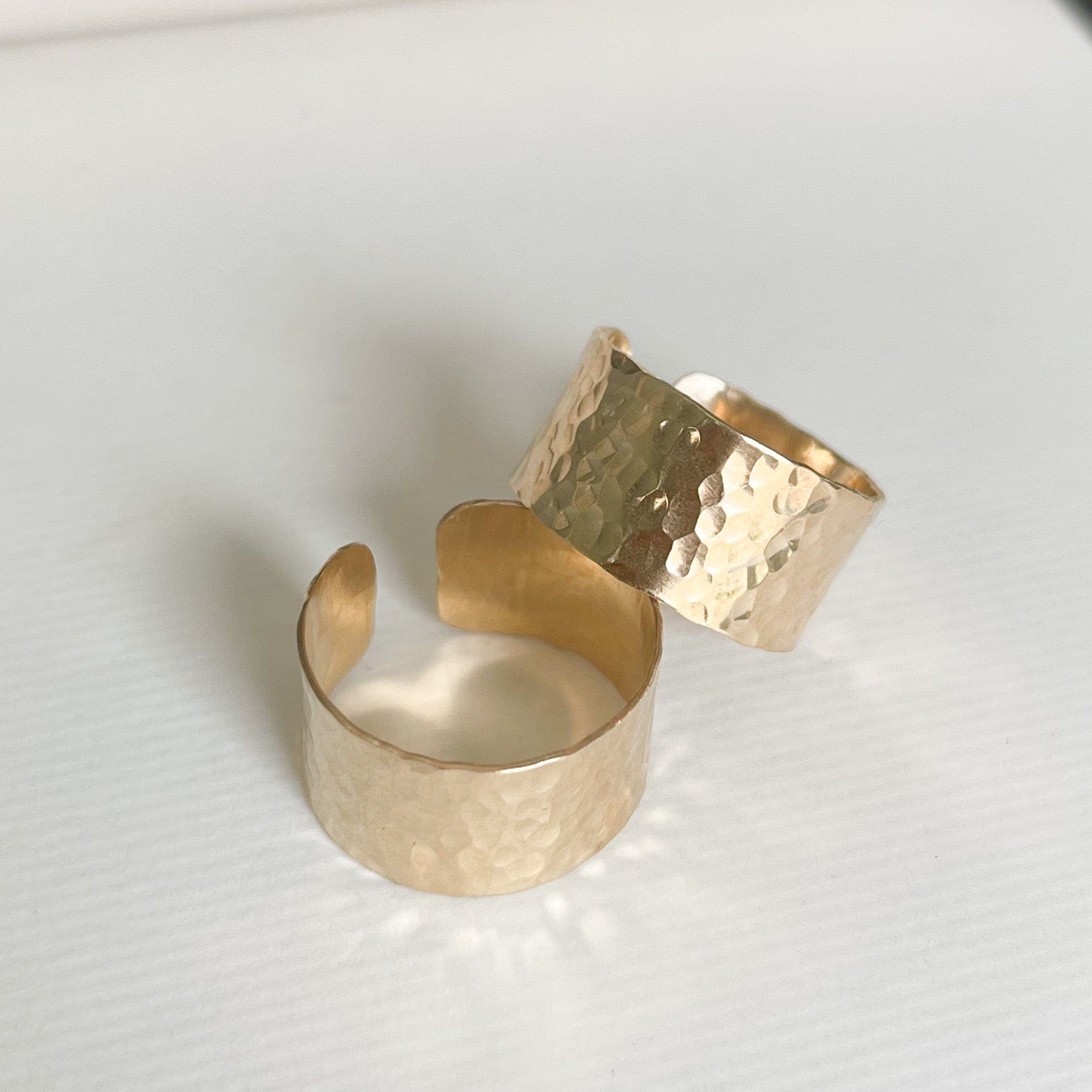 adjustable gold cuff ring worn 