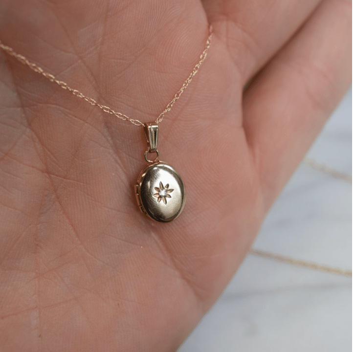14k Gold + Diamond Star Locket - xohanalei