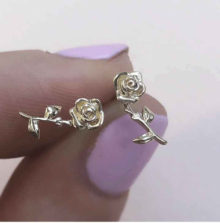 14k Rose Stem Studs - xohanalei
