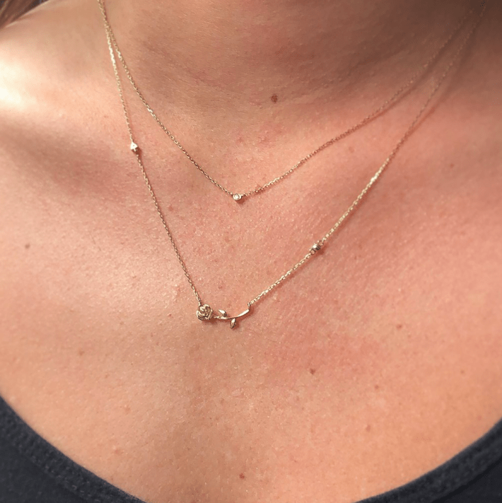 14k Rose Stem Necklace - xohanalei
