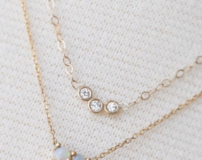 14k Diamond Trio Necklace - xohanalei