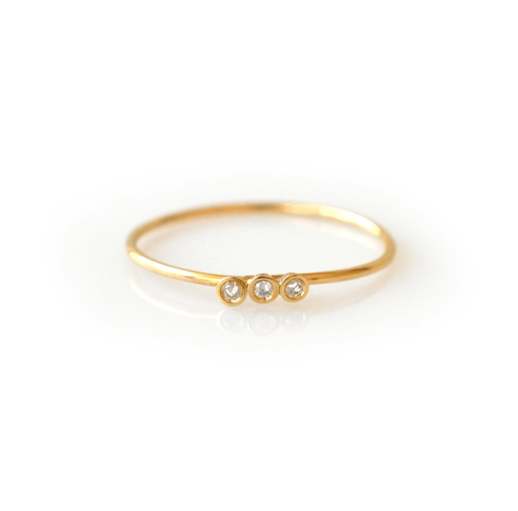 14k Dainty Diamond Stacking Ring - xohanalei