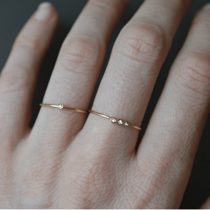 14k Dainty Diamond Stacking Ring - xohanalei