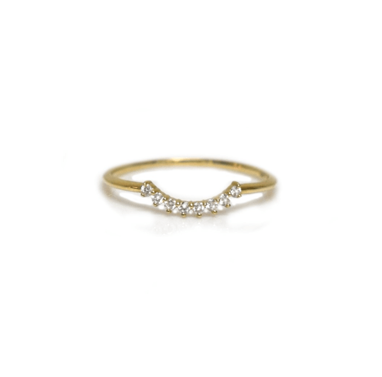 14k Solid Gold Diamond Arc Ring - xohanalei