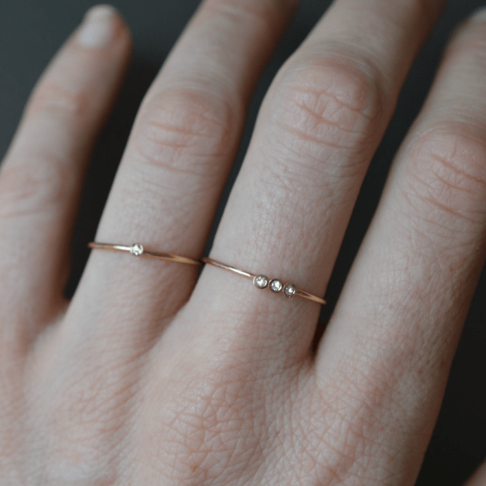 14k Gold Petite Diamond Ring - xohanalei