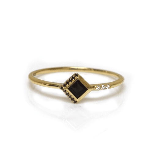 Gold Black Obsidian Ring