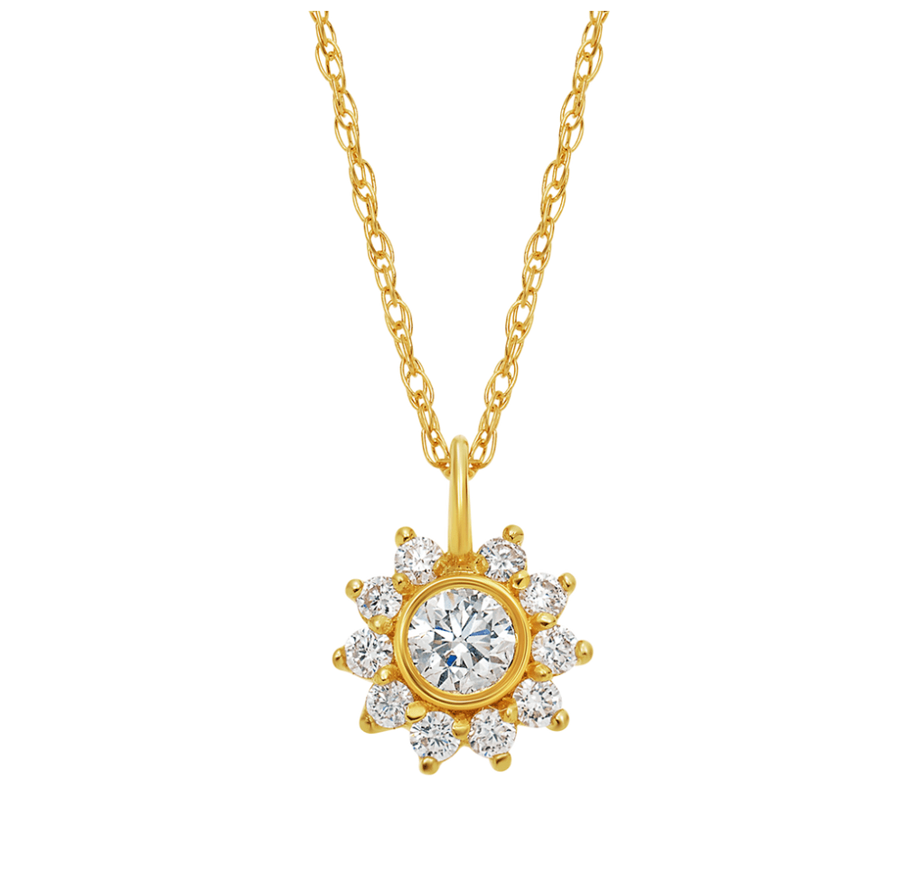 14k Gold Diamond Sunflower Necklace