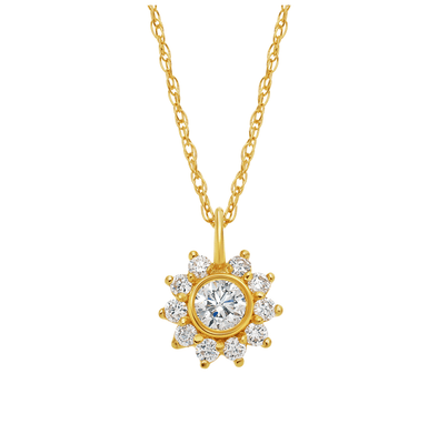 Collier tournesol en or 14 carats et diamants