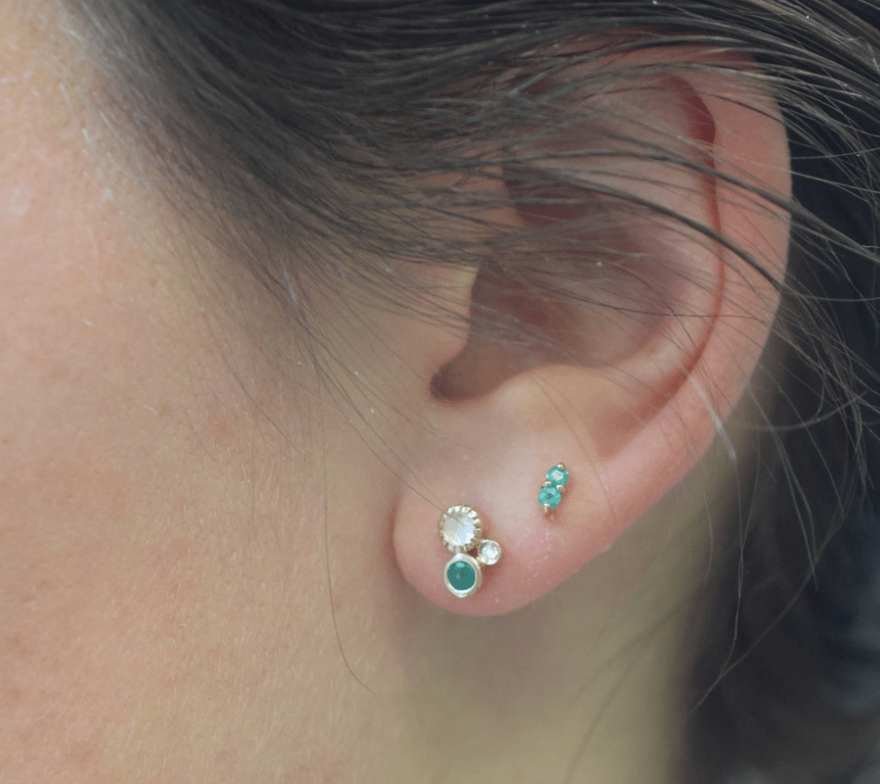 10k Emerald and Moonstone Studs - xohanalei