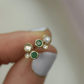 10k Emerald and Moonstone Studs