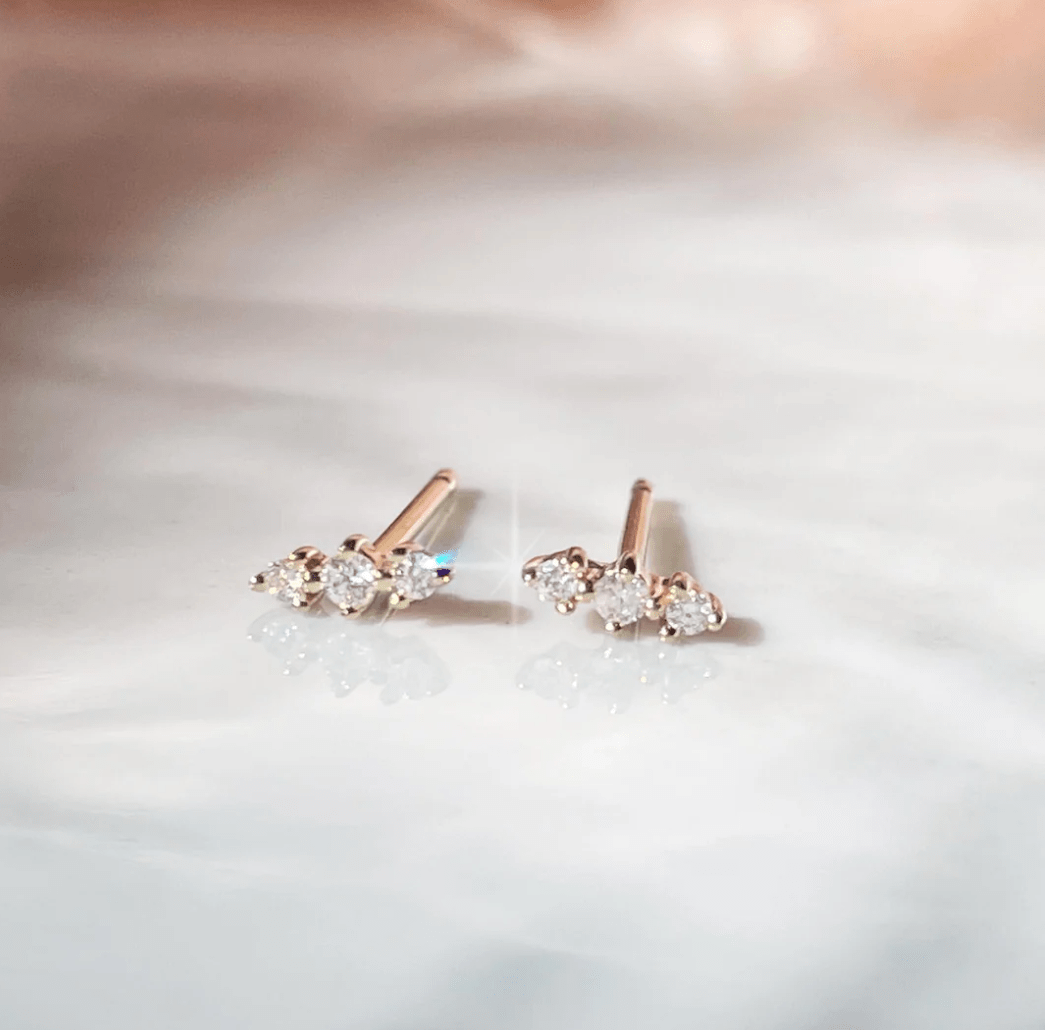 14k Diamond Trio Studs - xohanalei