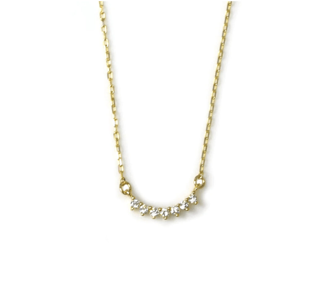 14k Curved Diamond Bar Necklace - xohanalei