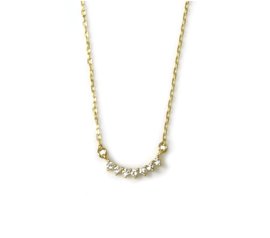 14k Curved Diamond Bar Necklace