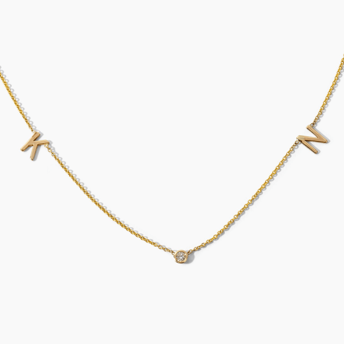 14k Custom Birthstone Initial Necklace - xohanalei