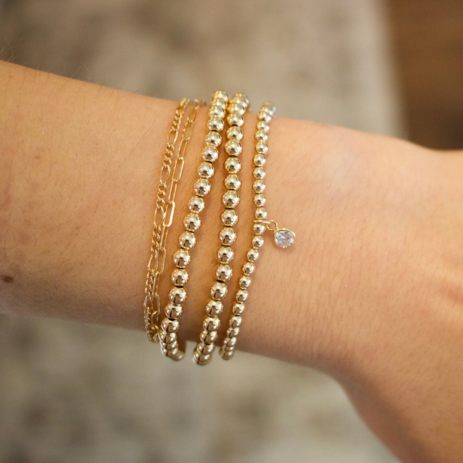Gold Filled Beaded Bracelet 3mm Beads - XO Hanalei – xohanalei
